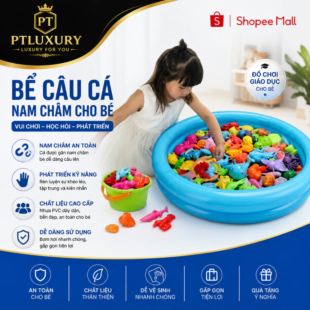 Đồ Chơi Câu Cá Cho Bé PTLUXURY Bằng Nam Châm Size Lớn Bằng Nhựa Nhiều Màu Sắc Nhiều Chi Tiết