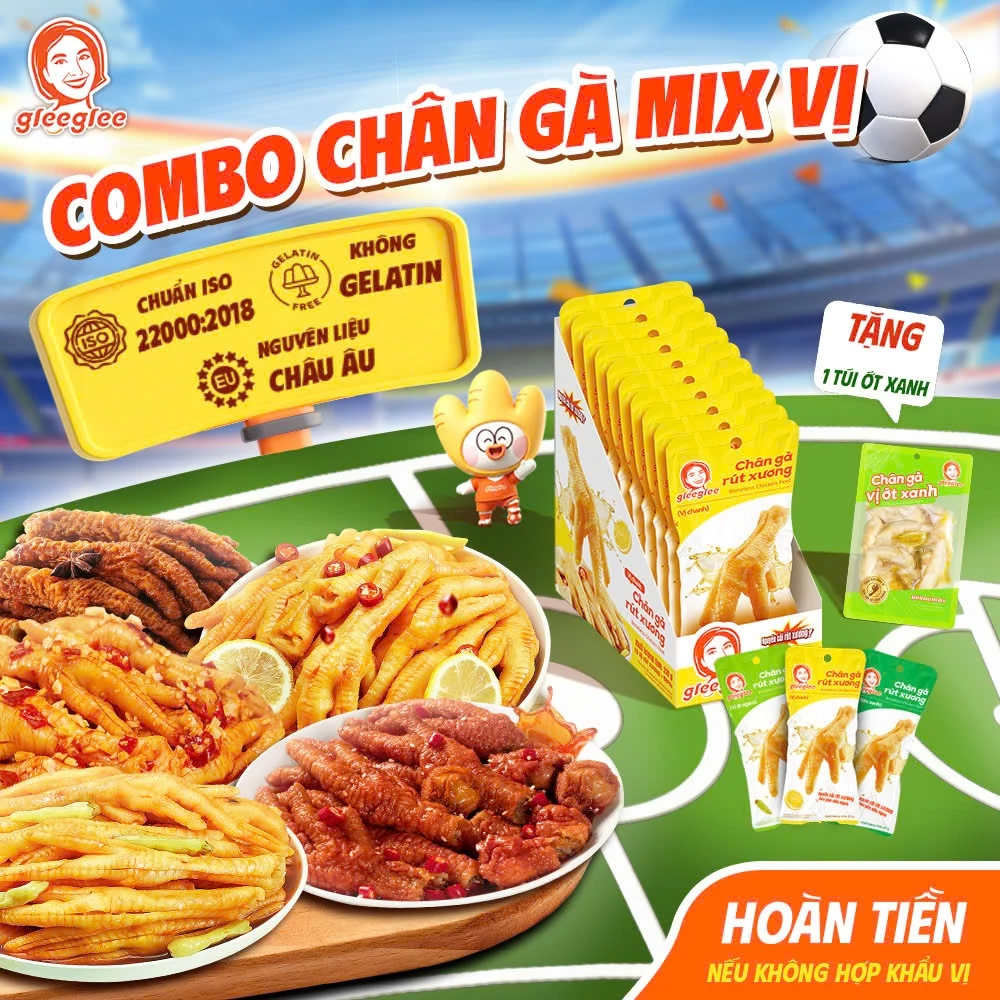 MUA 1 TẶNG 1 COMBO Tự Chọn Nhiều Vị Chân Gà Rút Xương GleeGlee 21g, Sạch Xương, Tiện Lợi Dùng Thử, Hộp 10 chân/20 chân