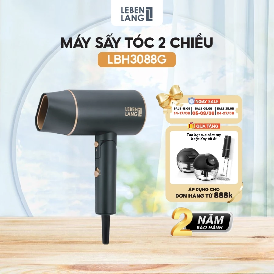 Máy Sấy Tóc 2 Chiều Nóng Lạnh Lebenlang LBH3088 2100W Ion Âm Chống Xơ Rối Gấp Gọn – Bảo Hành 2 Năm