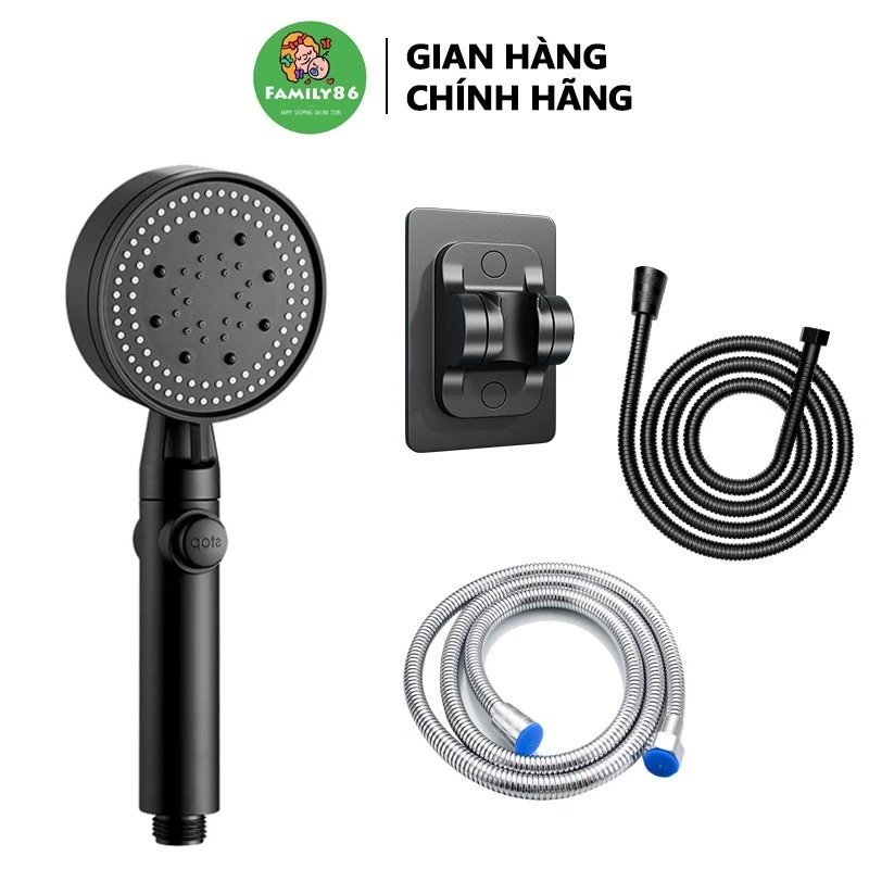 Vòi hoa sen tăng áp, đầu vòi dây vòi sen tắm tăng áp nóng lạnh 5 chế độ dài 1.5m