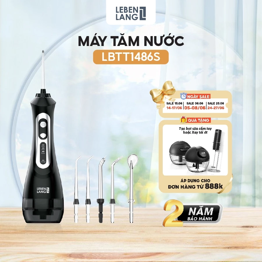 Máy tăm nước Lebenlang LBT1486S, tặng kèm đầu xịt và túi vải đựng máy cao cấp, thương hiệu Đức - bảo hành 2 năm