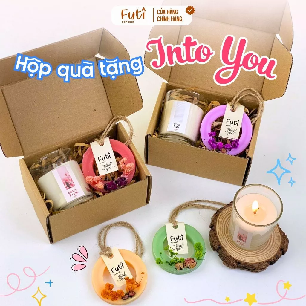 Hộp Quà Nến Và Sáp Thơm INTO YOU – Set Quà Thơm Phòng, Tặng Người Yêu, Đồng Nghiệp