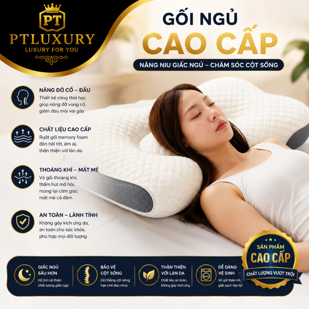 Gối Công Thái Học FEINITE Chống Đau Mỏi Vai Ngáy, Giúp Ngủ Ngon Nằm Cực Êm Nội Địa Hàn [ HÀNG 1KG ]