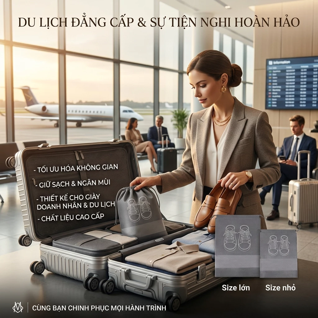 Túi Đựng Giày Dép Vải Không Dệt Dây Rút – Chống Bụi Bẩn, Tiện Lợi Cho Du Lịch Và Thể Thao