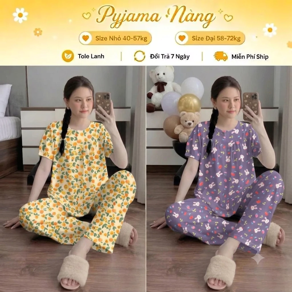 Set Đồ Bộ Dài Đi Ngủ 4 Mùa Chất Liệu Tole Lanh Kim Thanh G6 Thoải Mái Thoáng Mát