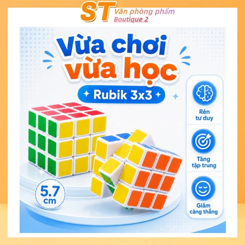 Đồ chơi trí tuệ Rubik 3x3 (5.7×5.7 cm) - phát triển trí thông minh cho trẻ em và học sinh, quà tặng ngày lễ.