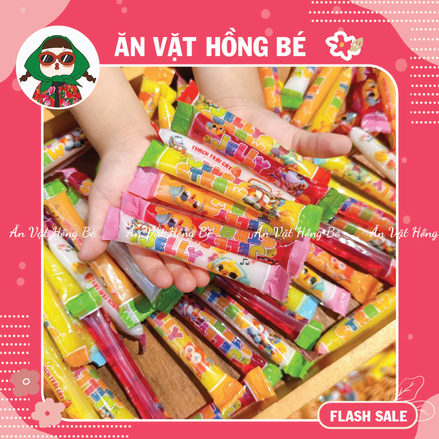 500G Thạch que trái cây Jelly straw, Thạch rau câu ống hút thơm mát giải nhiệt mùa hè