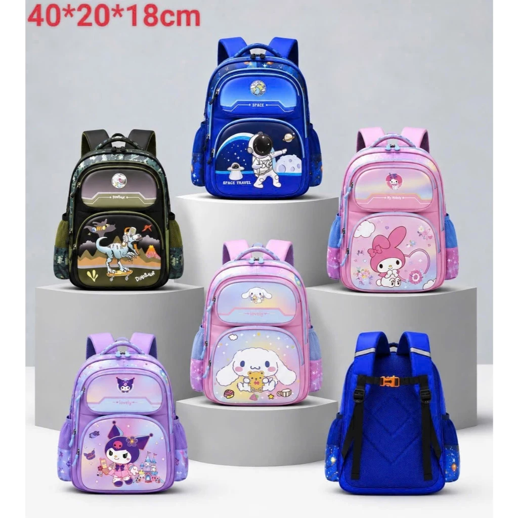 TDTH55 Balo chống gù kuromi cho bé gái tiểu học cấp 1 lớp 1 lớp 2 đi học siêu nhẹ đệm lưng êm hình 3D nổi