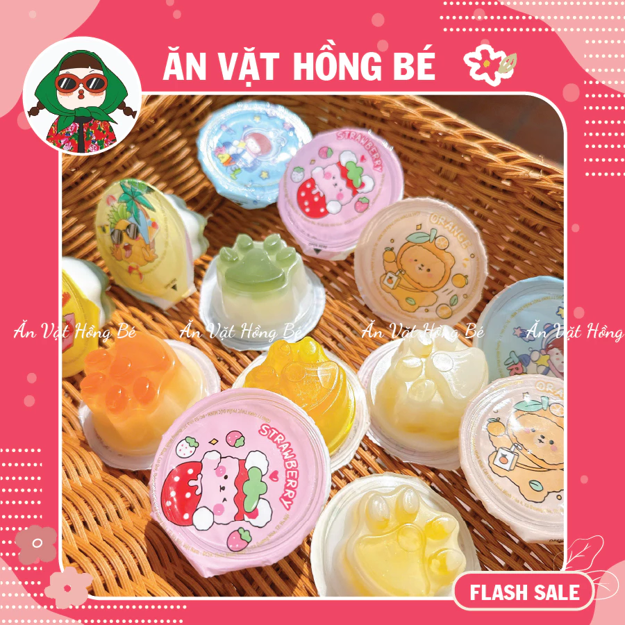 500G Thạch rau câu chân mèo 2 lớp hương vị trái cây, Thạch chân mèo cute thơm mát giải nhiệt mùa hè
