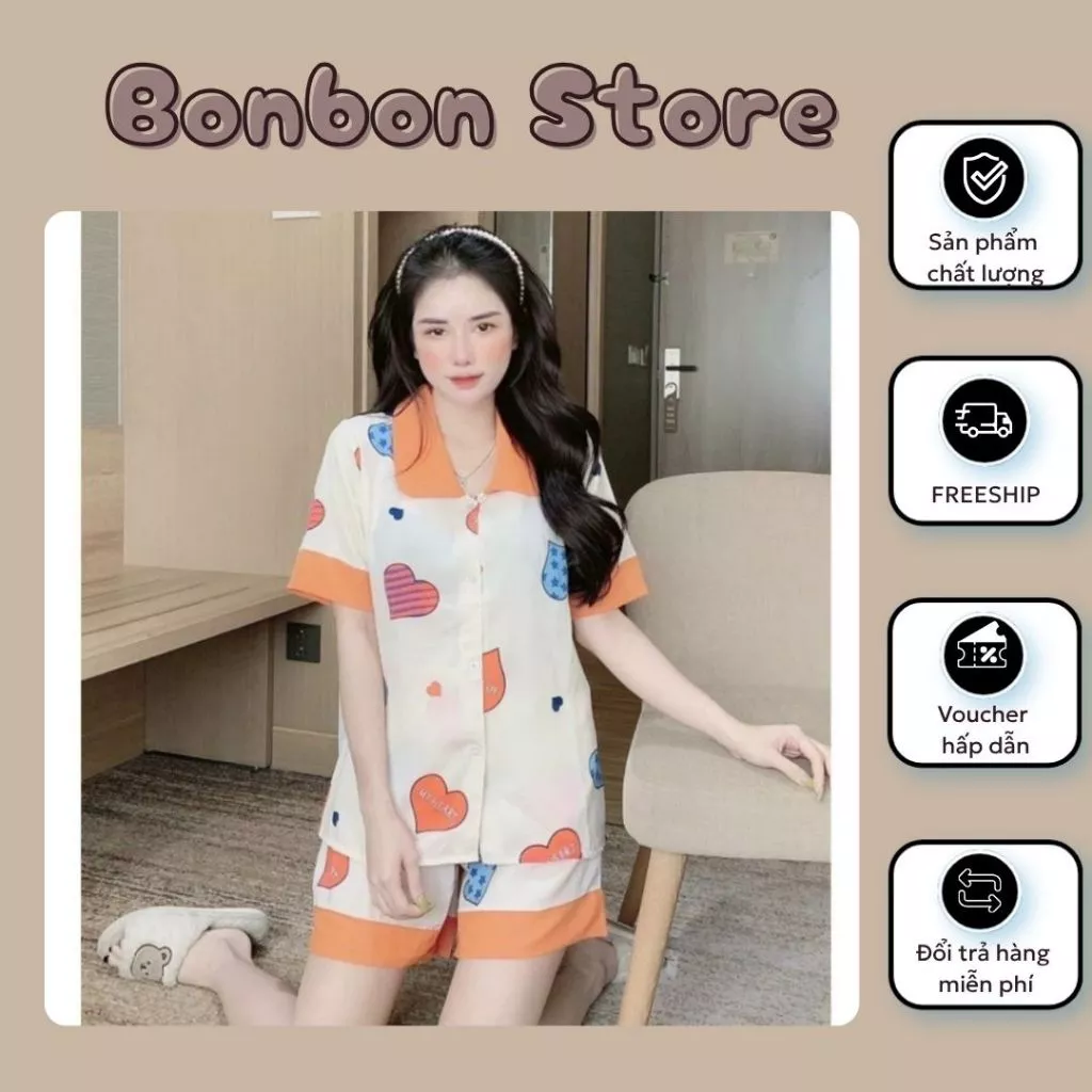 Set đồ bộ nữ áo cộc quần đùi Pijama vải kate thái chất mát không nhăn đồ ngủ nữ mặc nhà giá tại xưởng