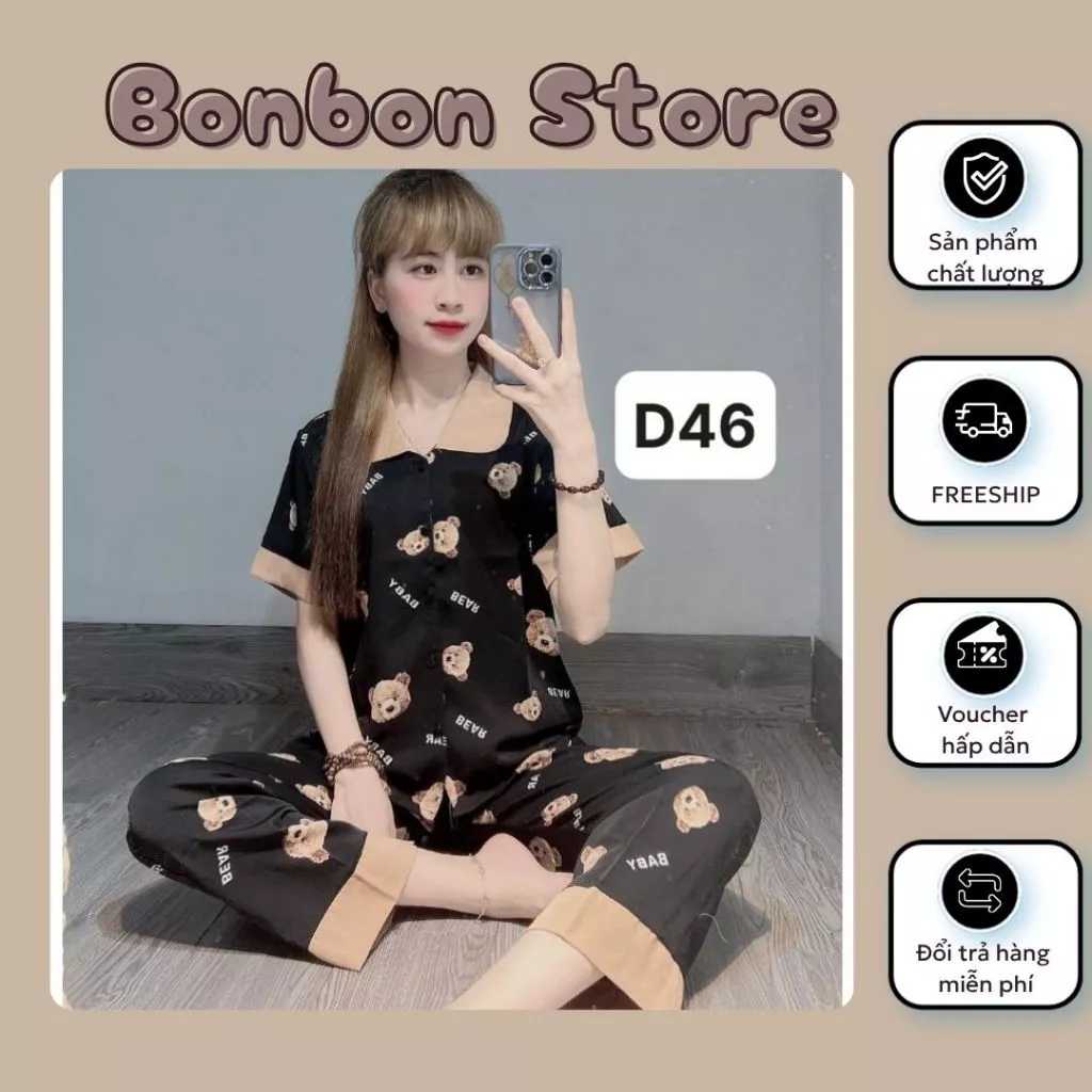 Pijama Đồ Ngủ Nữ Đồ Bộ Áo Cộc Quần Dài Pyjama Đồ Ngủ Mặc Nhà Xinh Vải Kate Thái Chất Mát Siêu Rẻ Xưởng MunLove