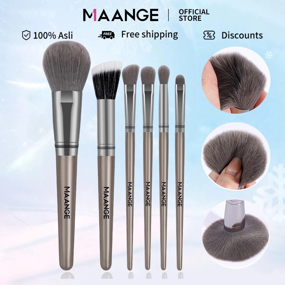 Bộ 6 cọ trang điểm cá nhân chuyên nghiệp MAANGE gồm cọ nền, cọ phấn phủ và 4 cọ mắt đa năng, cọ môi 52161