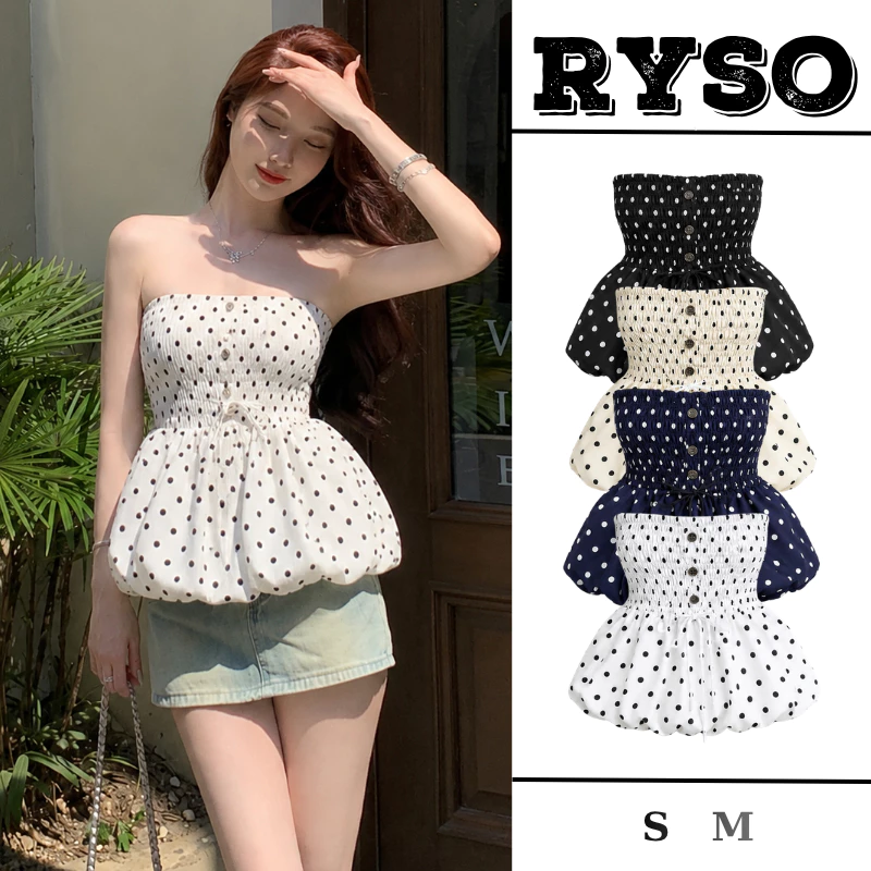 Áo Ống Nữ Chấm Bi Dáng Xòe Lưng Chun Co Giãn Phối Dây Nữ Tính Tôn Dáng Dễ Phối Đồ OB02 RYSO STORE