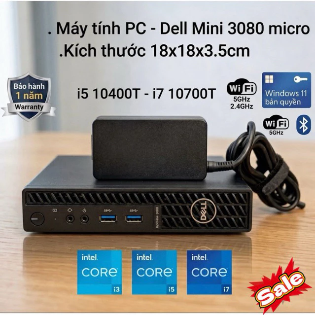 Máy tính ( PC Mini ) Dell 3080  thế hệ 10 / i5 10400T / Ram ddr4 / ổ ssd nvme( bảo hành 1 năm 1 đổi 1)