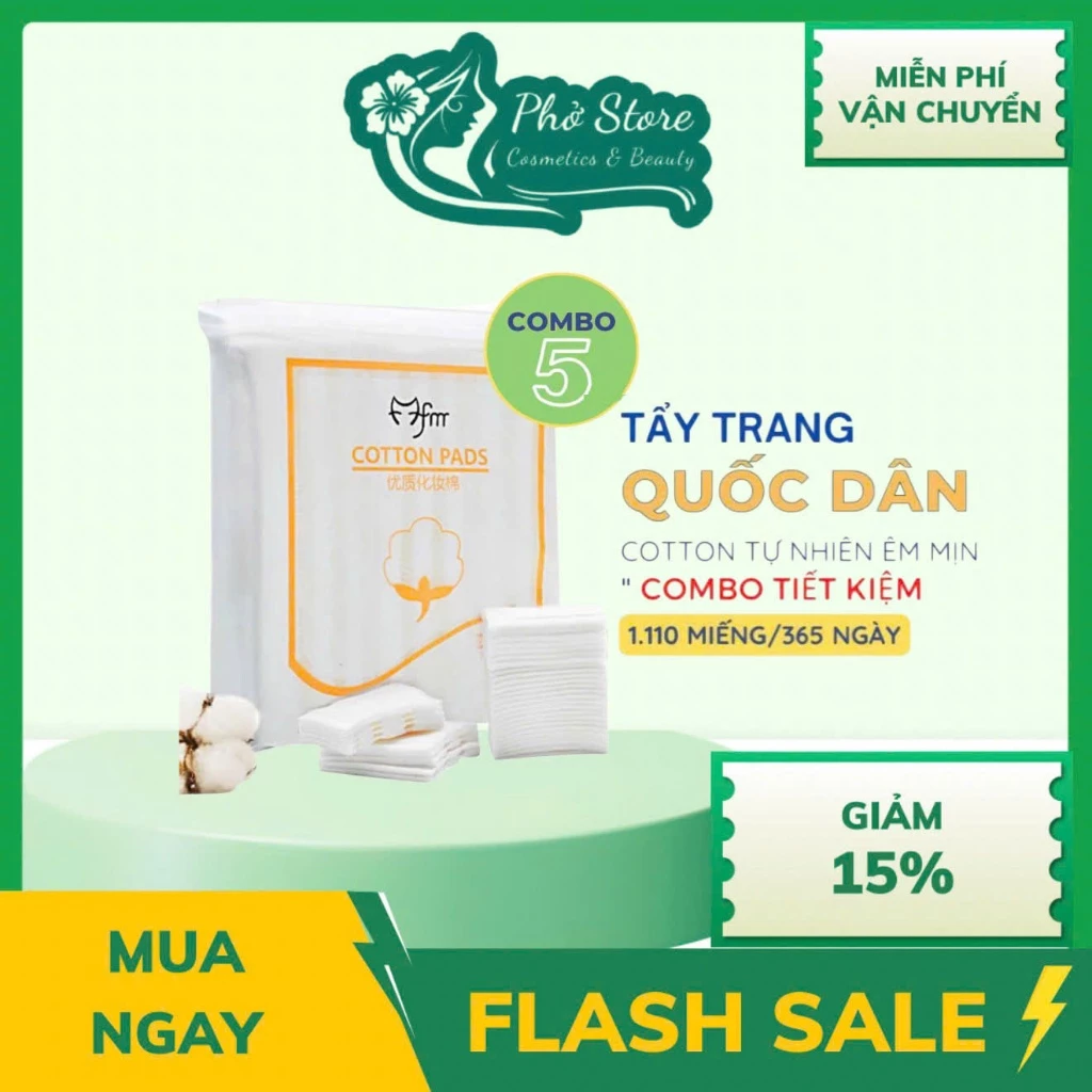Bông Tẩy Trang Cotton Pads 3 Lớp Túi 222 Miếng Mềm Mịn Siêu Dai Coconio'
