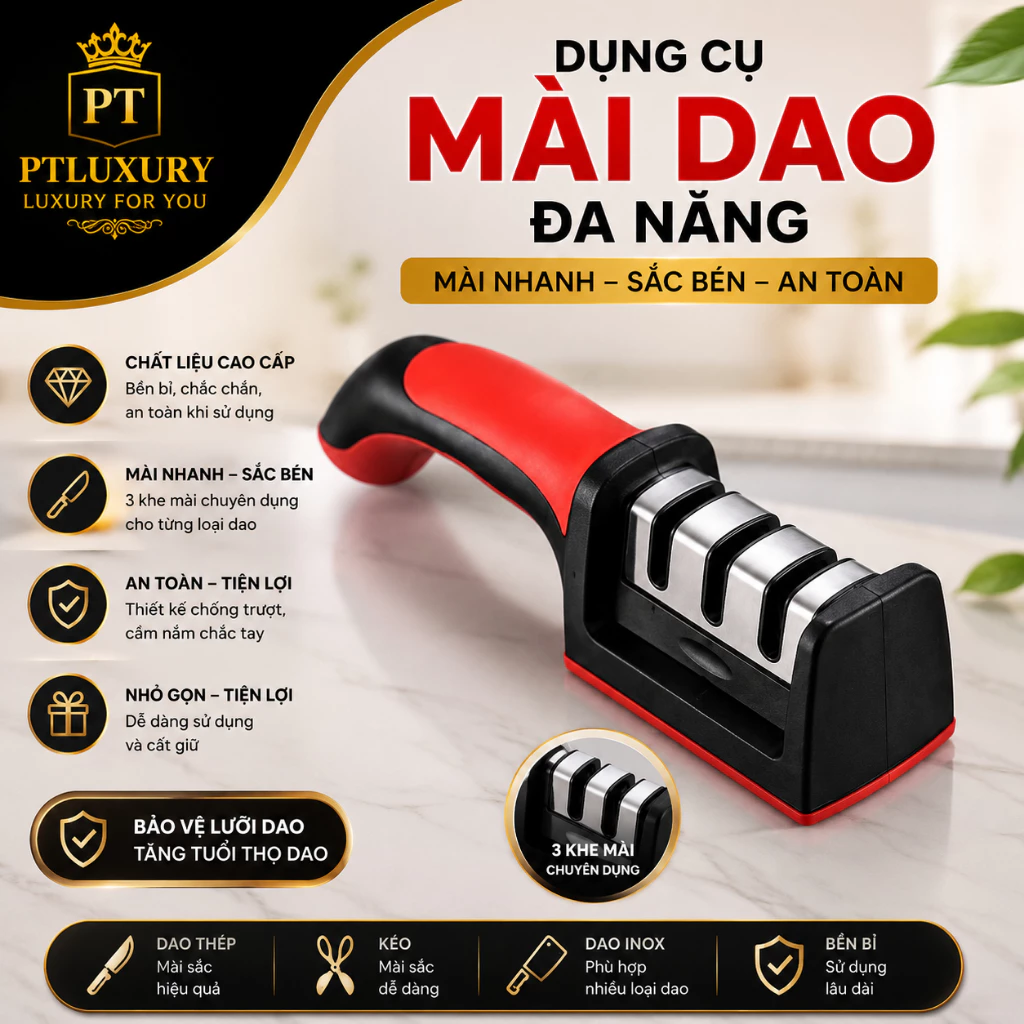 Dụng cụ mài dao kéo 3 cấp độ siêu tiện lợi - PTLUXURY
