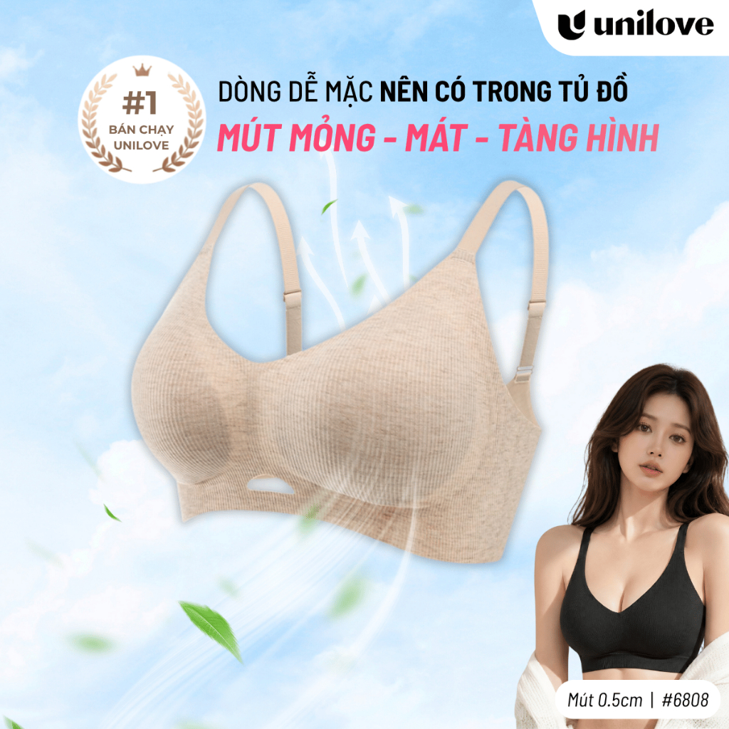 Bra Áo Lót Nữ Unilove Su Mút Mỏng Không Gọng Tàng hình Không Lộ Viền Nâng Đỡ…