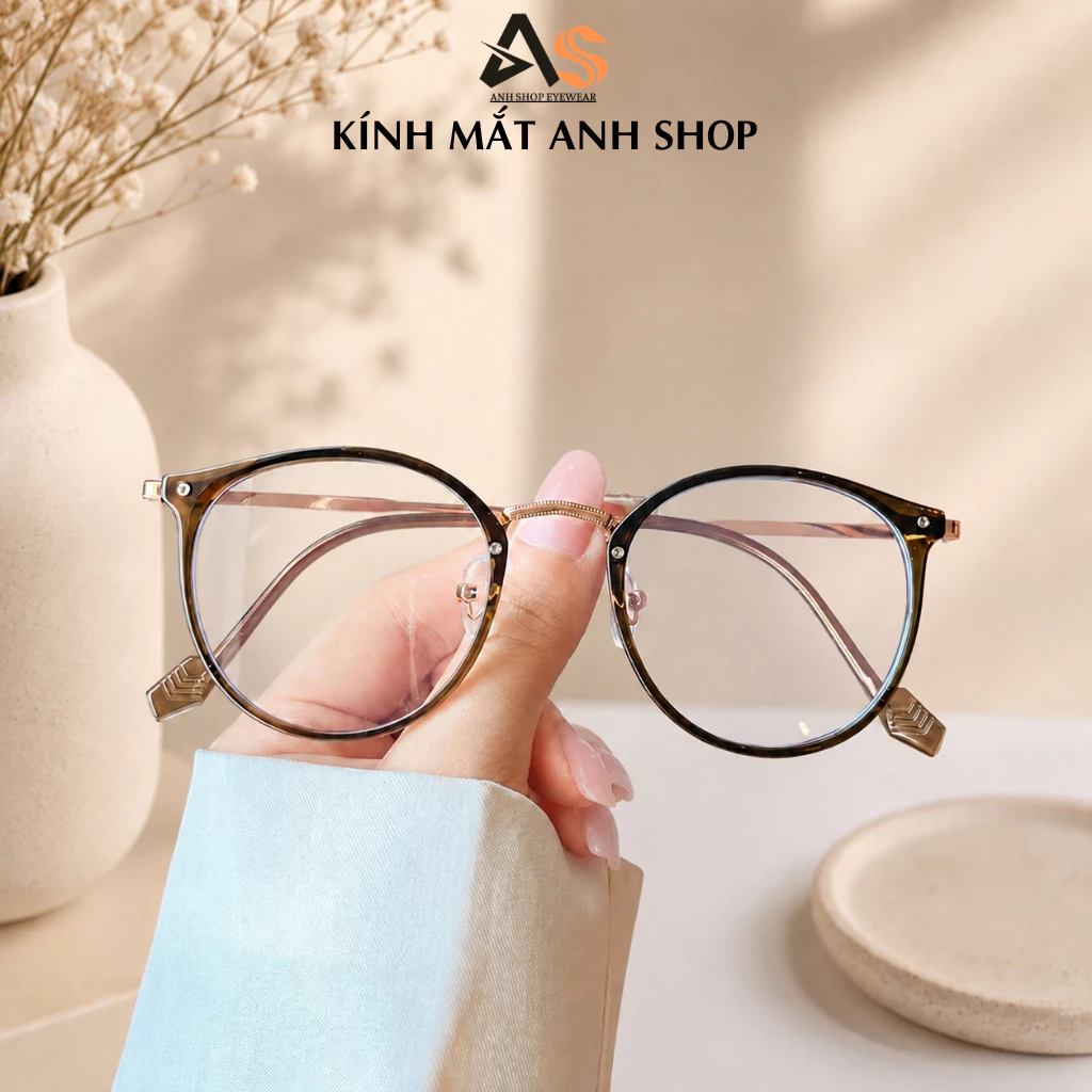 Kính tròn thời trang nam nữ, chống ánh sáng xanh xinh dễ thương 9377A
