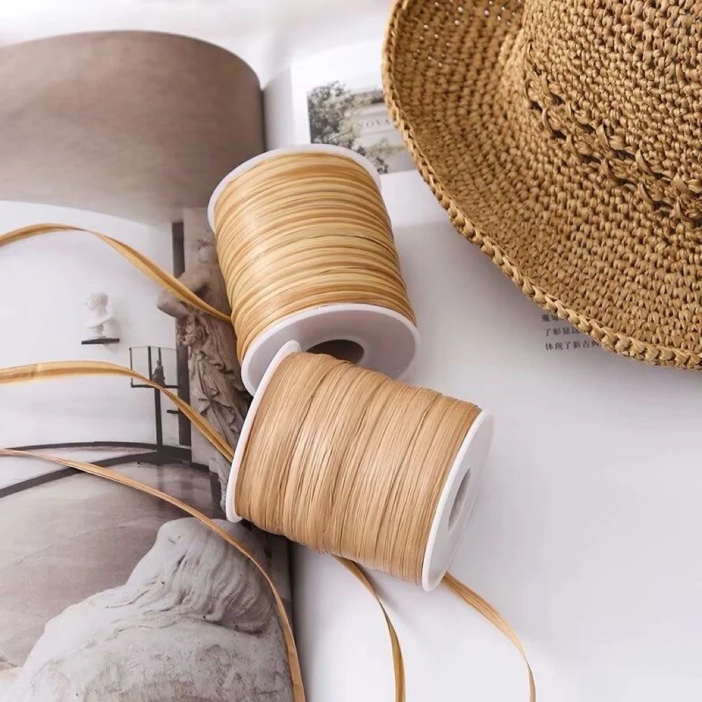 Cuộn Sợi Giấy Cỏ Cotton Móc Mũ Túi DIY 50g(khoảng120mét) - Len Sợi Raffia Móc Nón Rộng Vành, Túi Xách Handmade Cao Cấp