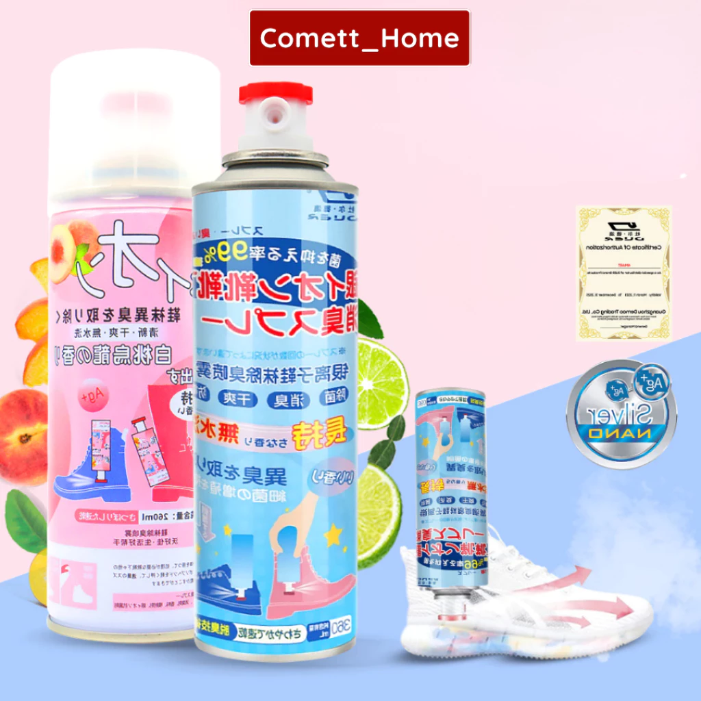 Chai Xịt Thơm Khử Mùi Giày Dép Nano Bạc Diệt Khuẩn Khử Mùi Hôi Tất Vớ Lưu Hương Lâu Dung Tích 260ml
