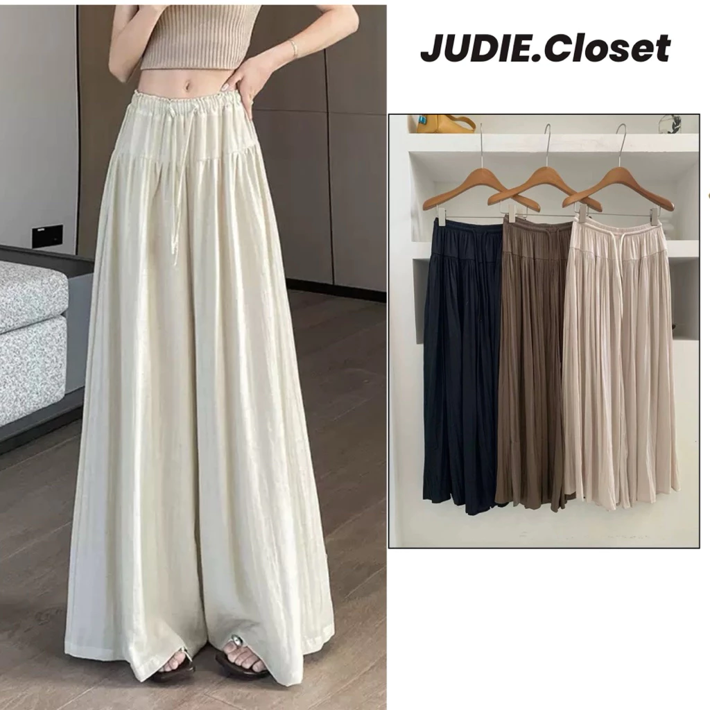 Quần Ống Rộng Linen Tơ Cạp Nhún Mới Chất Liệu Mềm Mát (JUDIE.Closet)