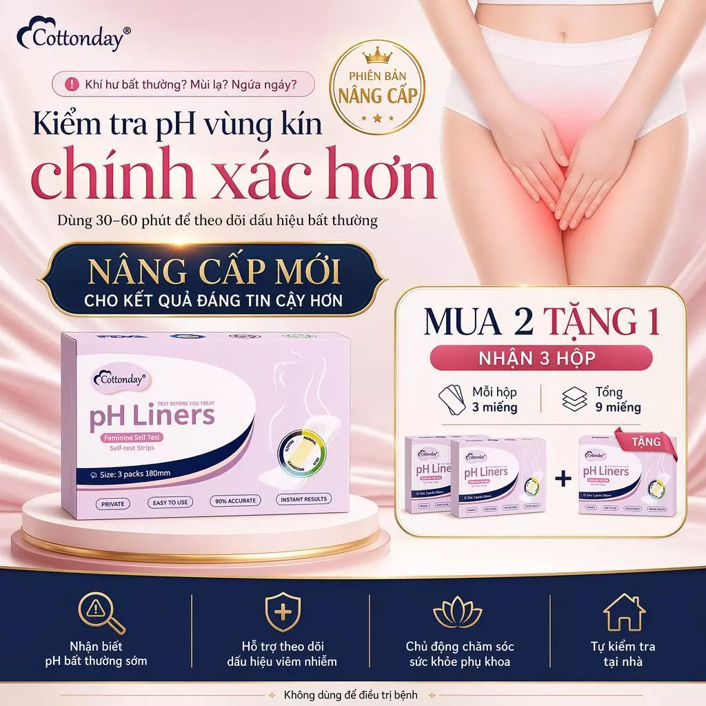 【Mua 2 đơn có quà tặng】Cottonday pH Liners 3 Miếng, Miếng Lót Test pH Vùng Kín, Theo Dõi Khí Hư, Mùi Lạ, Ngứa, BVS Phụ N