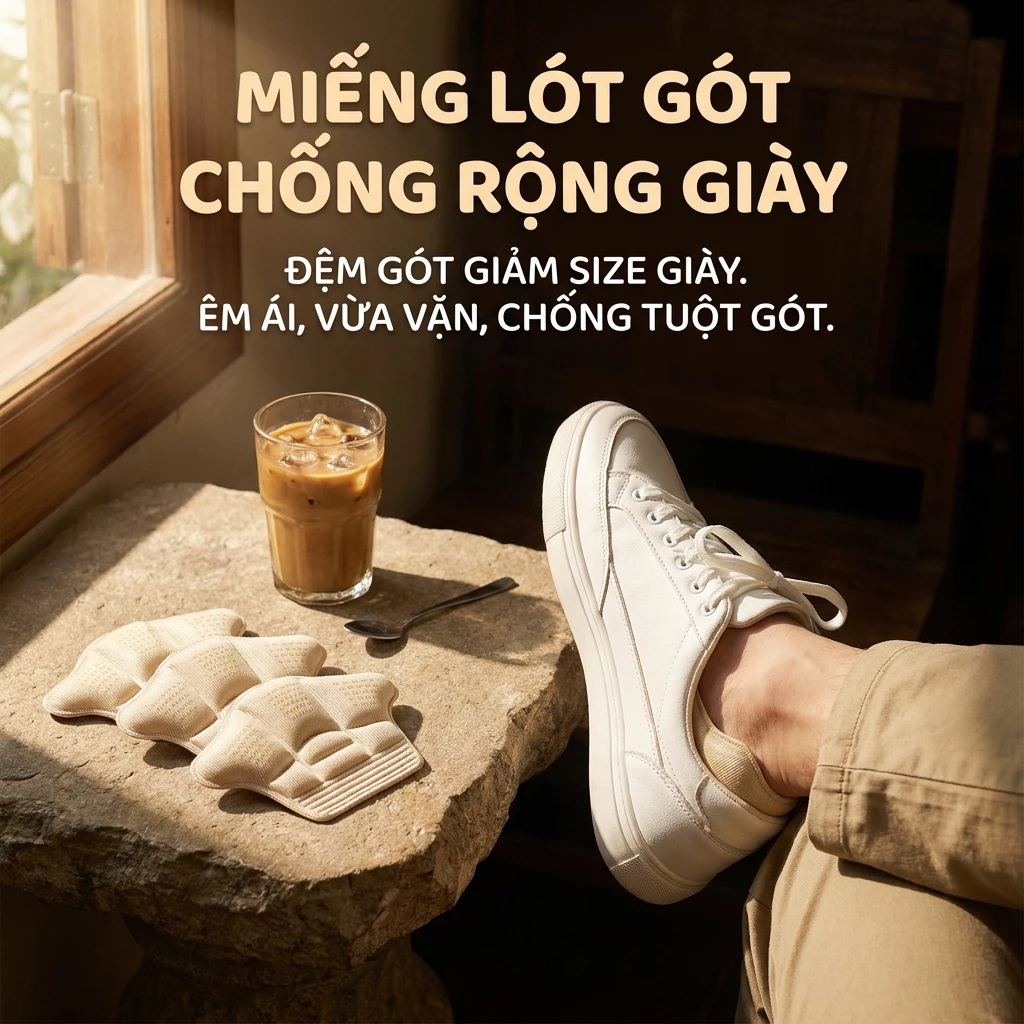 Miếng Lót Giày Chống Rộng Đệm Gót Giảm Size Giày Êm Chân Dễ Sử Dụng
