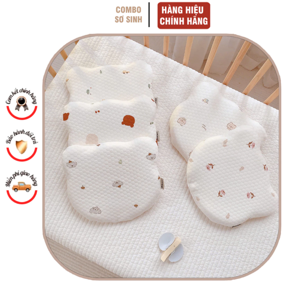 Gối lõm cao su non Monona MMN044 tai Gấu MNN047 siêu thoáng mát cho bé từ sơ sinh