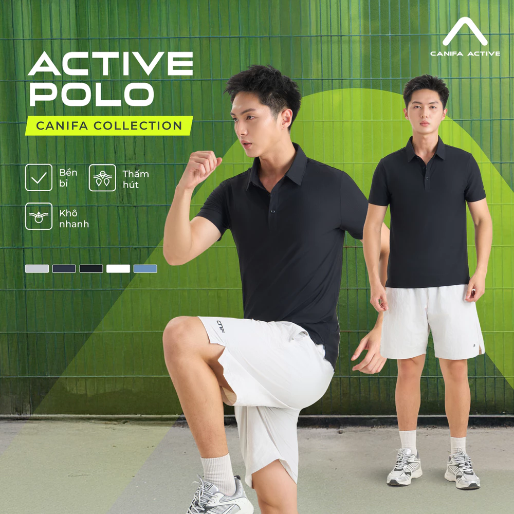 Áo polo active nam CANIFA thấm hút mồ hôi và co giãn 8TP26S007