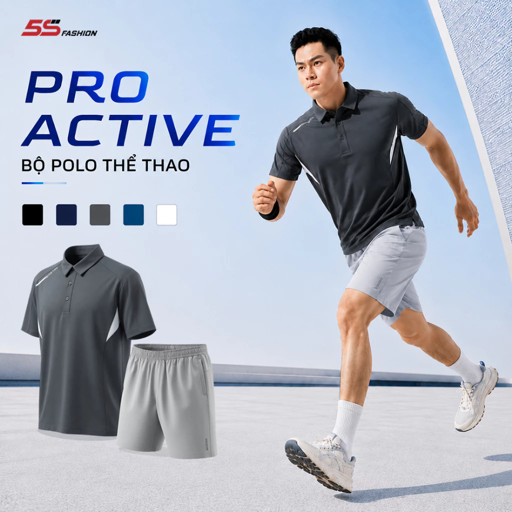 Bộ Quần Áo Thể Thao Polo 5S FASHION Nhẹ Mát,Thiết Kế Khỏe Khoắn,Năng Động MBPL26035-QST26030