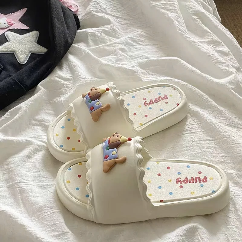 Dép lê sticker hình chú cún dễ thương, chất liệu CAO SU, size từ 36-41- Lù Store 002