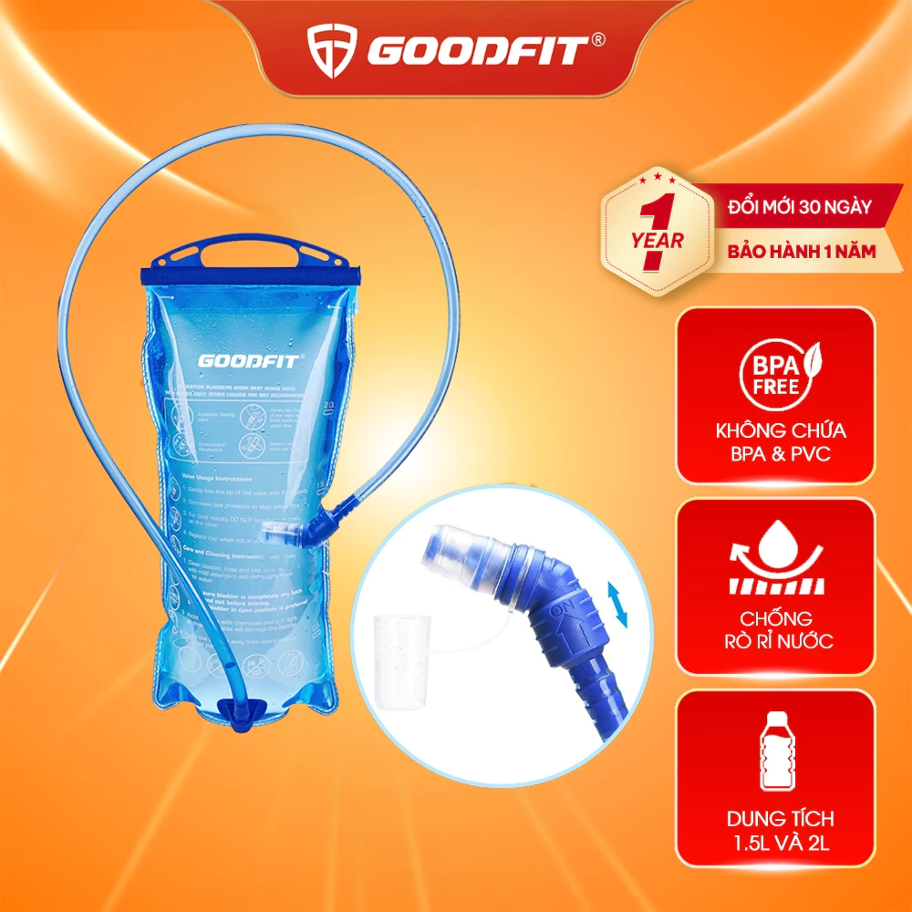 Túi nước chạy bộ, leo núi, đạp xe dung tích 2 lít, có vòi hút GoodFit GF04RA chất liệu TPU an toàn