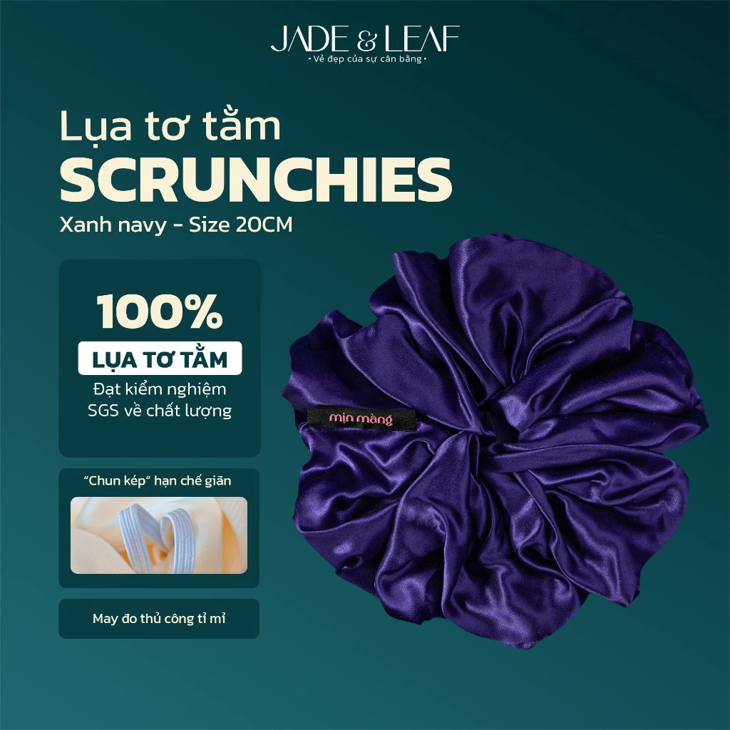 Scrunchies Buộc Tóc Nữ Lụa Thật To Phồng Jade&Leaf Dây Buộc Tóc Nữ Hiện Đại Phụ Kiện Tóc Đẹp