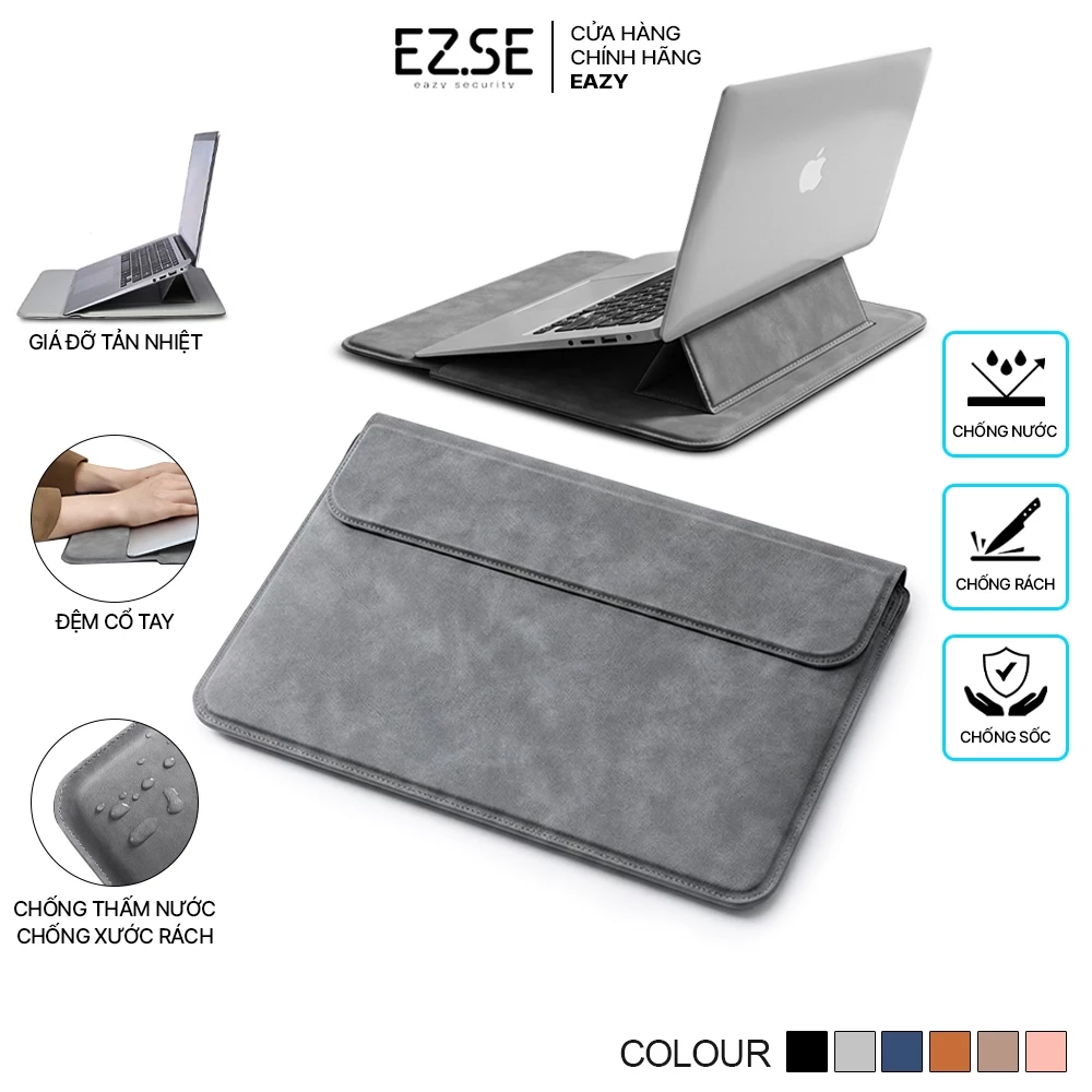 Bao da laptop chống sốc đa năng kết hợp giá đỡ tản nhiệt EAZY TS06 Túi đựng macbook ipad , Túi chống sốc máy tính