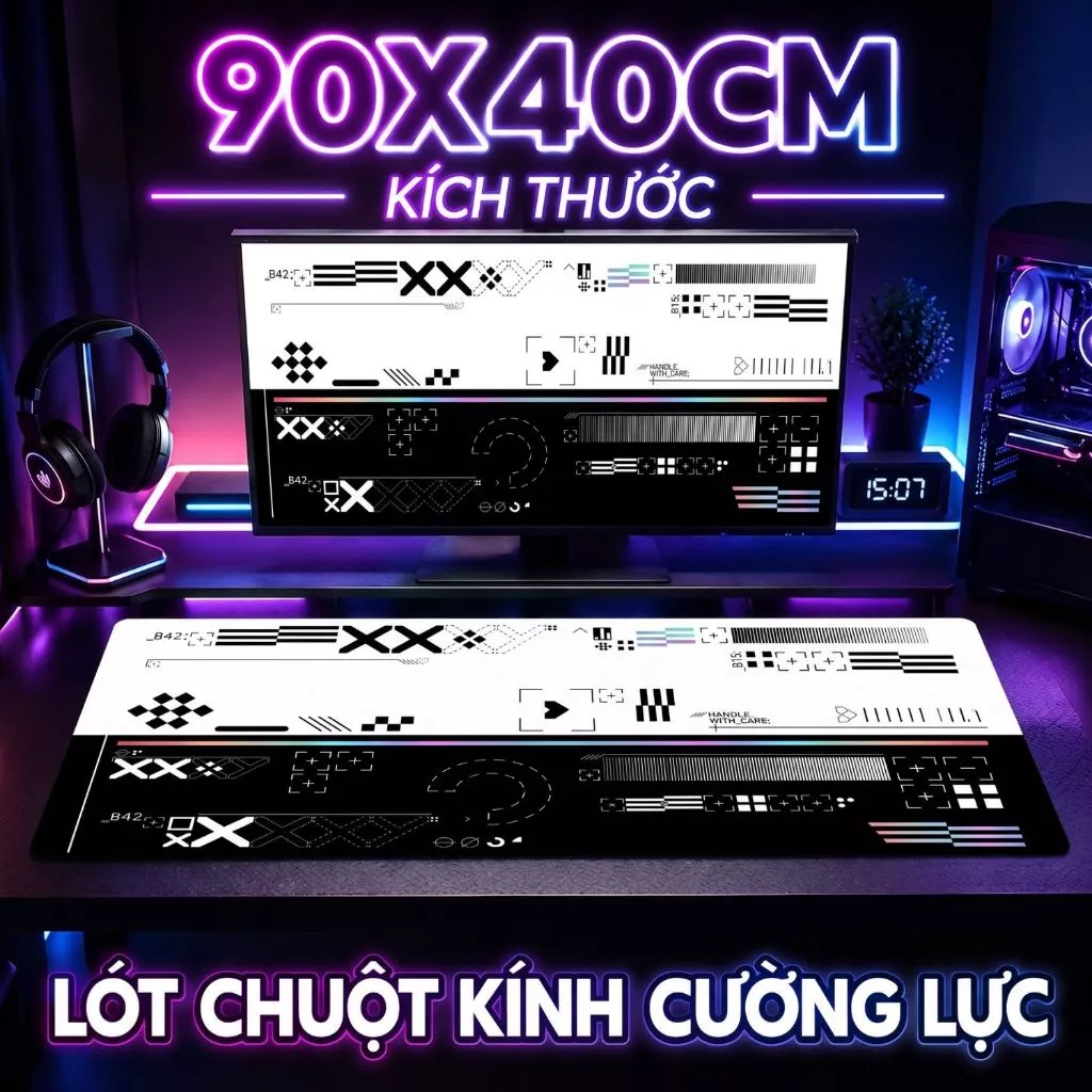 Lót Chuột Kính 90x40cm Cường Lực Cao Cấp – SPACE DESKMAT Siêu Mượt, Chống Trượt chuyên FPS RGB