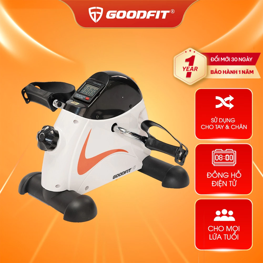 Xe đạp phục hồi chức năng GoodFit GF001PA tùy chỉnh độ nặng, xe đạp mini tập thể dục có màn hình LCD