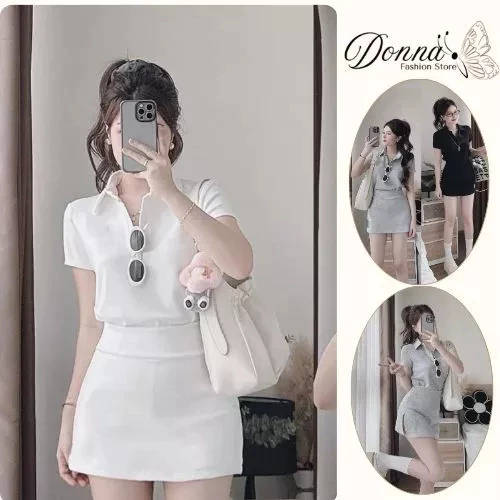 đồ bộ nữ, set váy nữ chất cotton cao cấp thêu ngựa 3 màu phong cách thể thao năng động Donna hcom25680