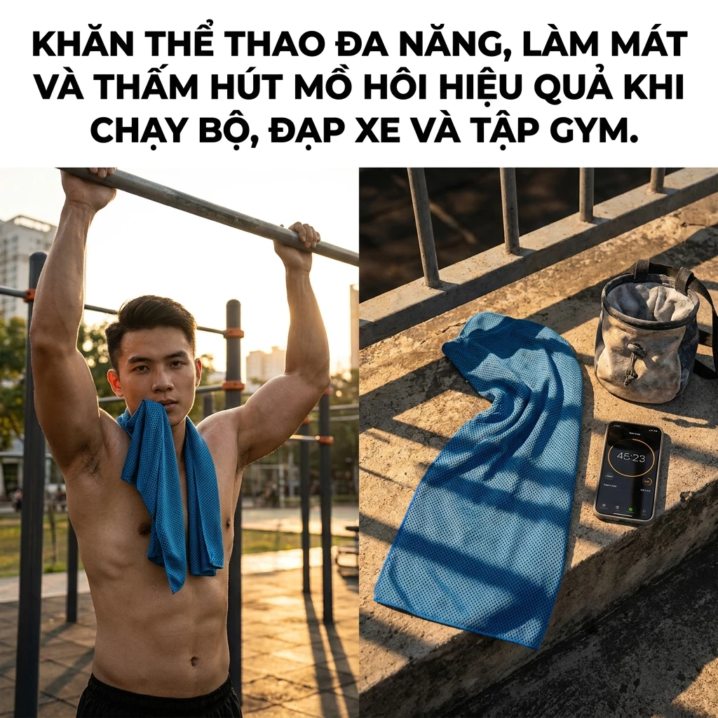 Khăn thể thao hỗ trợ làm mát, nhanh khô, phù hợp tập luyện, du lịch, dã ngoại, vận động