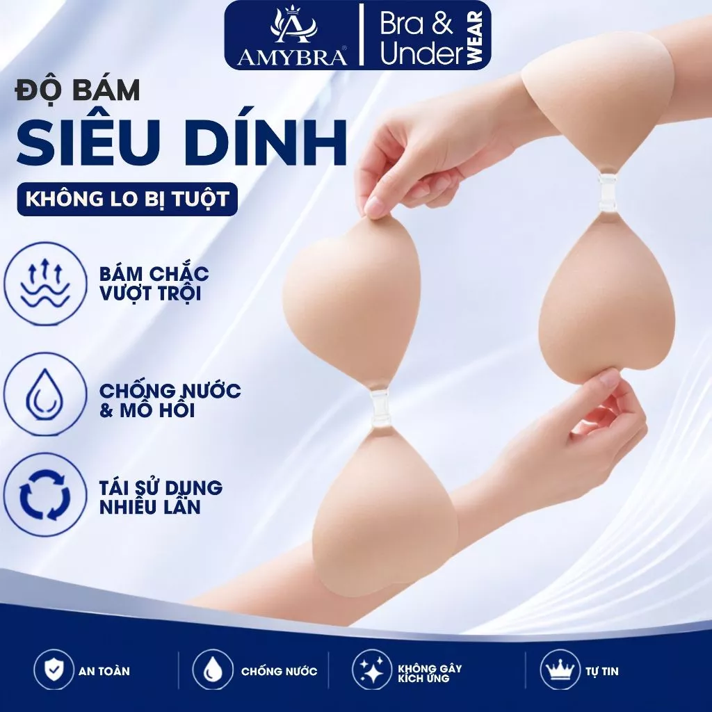 Miếng Dán Nâng Vòng 1 Tàng Hình Nâng Đẩy V1 AMYBRA D0159, Áo Dán Ngực Hình Trái Tim Siêu Bám Dính