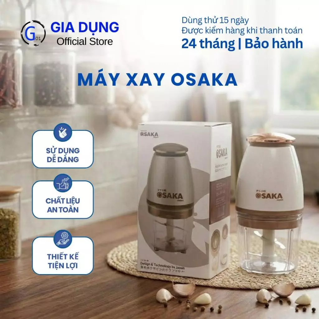 Máy xay đa năng osaka nắp đồng dao 4 lưỡi cối 700ml công suất 350w
