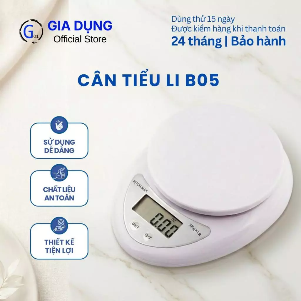 Cân tiểu ly mini điện tử 1g đến 5kg làm bánh nhà bếp định lượng tặng kèm pin tiện dụng