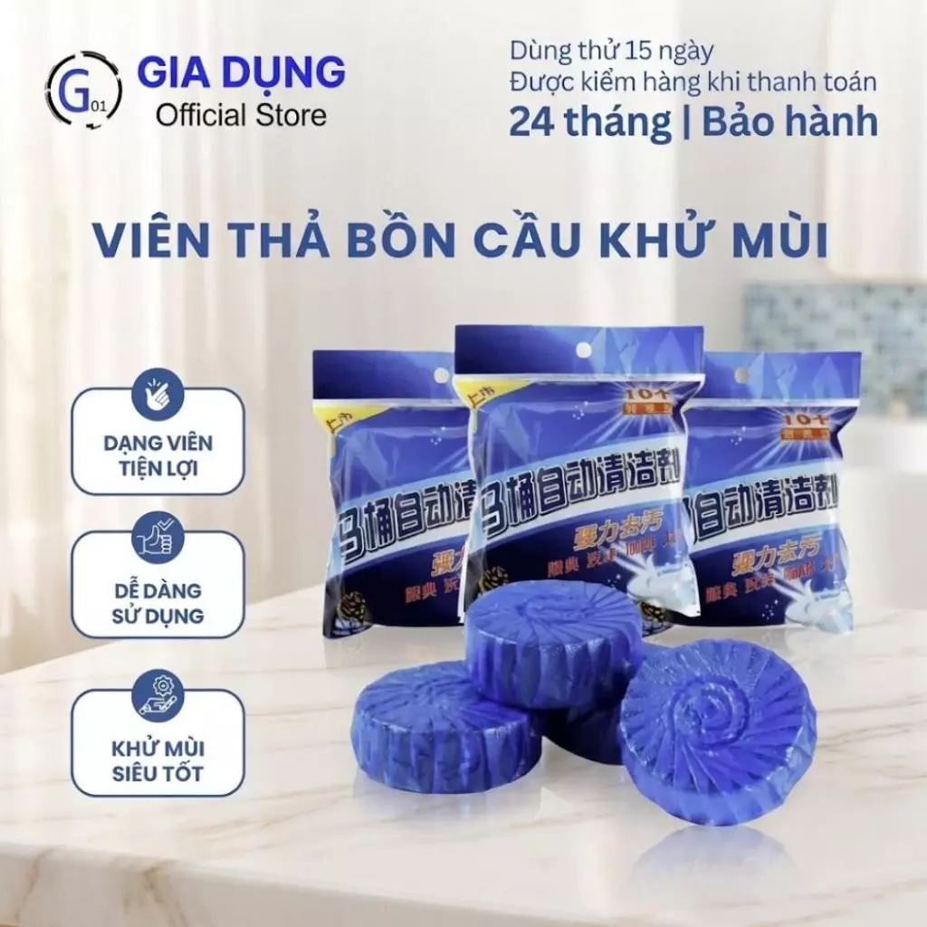 Viên thả bồn cầu gói 10 cục tẩy sạch mảng bám khử mùi hiệu quả diệt vi khuẩn an toàn tiện lợi