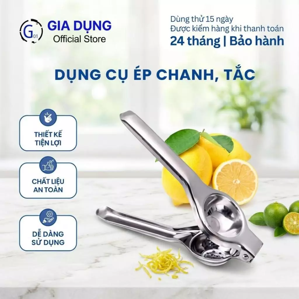 Dụng cụ vắt chanh,tắc, tiện dụng G01 chất liệu inox không rỉ, bền bỉ, cao cấp, an toàn cho sức khỏe