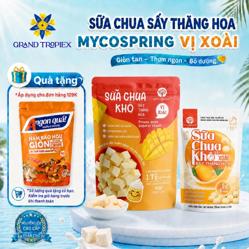Sữa Chua Sấy Thăng Hoa MycoSpring Vị Xoài Cho Bé Ăn Dặm - Thơm Ngon Tự Nhiên (20g/40g)