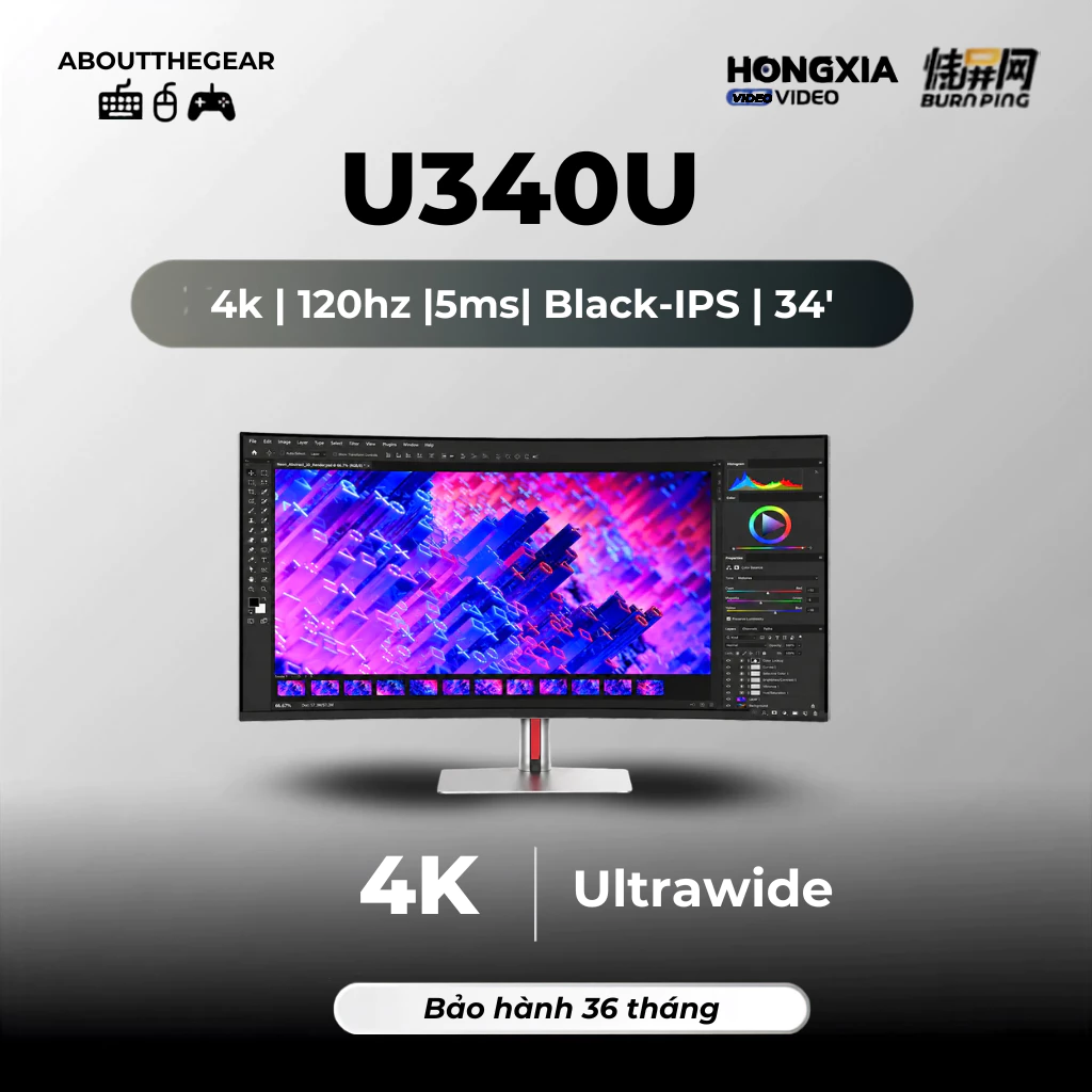 Màn hình 4K Ultrawide Hongxia U340U chuyên game AAA, đồ họa (NEWSEAL-BH 36 THÁNG)