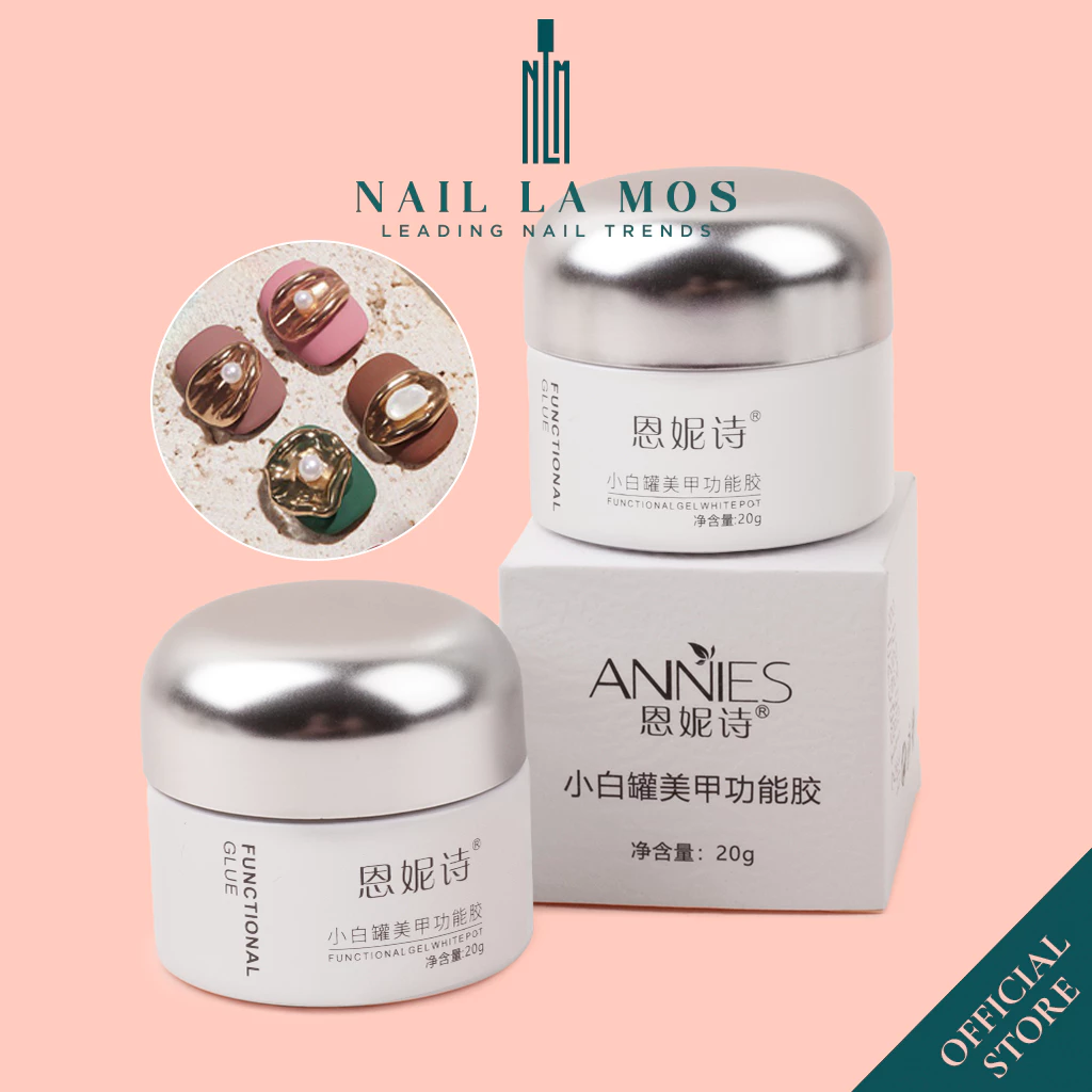 Gel vẽ nổi thủy tinh Annies chính hãng 20g - Gel nặn nail định hình đa năng màu trắng, trong suốt trang trí móng