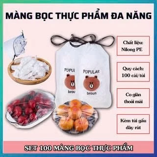 Túi màng bọc thực phẩm T_family chất liệu PE co dãn có chun siêu dai, Túi gấu bọc đồ ăn