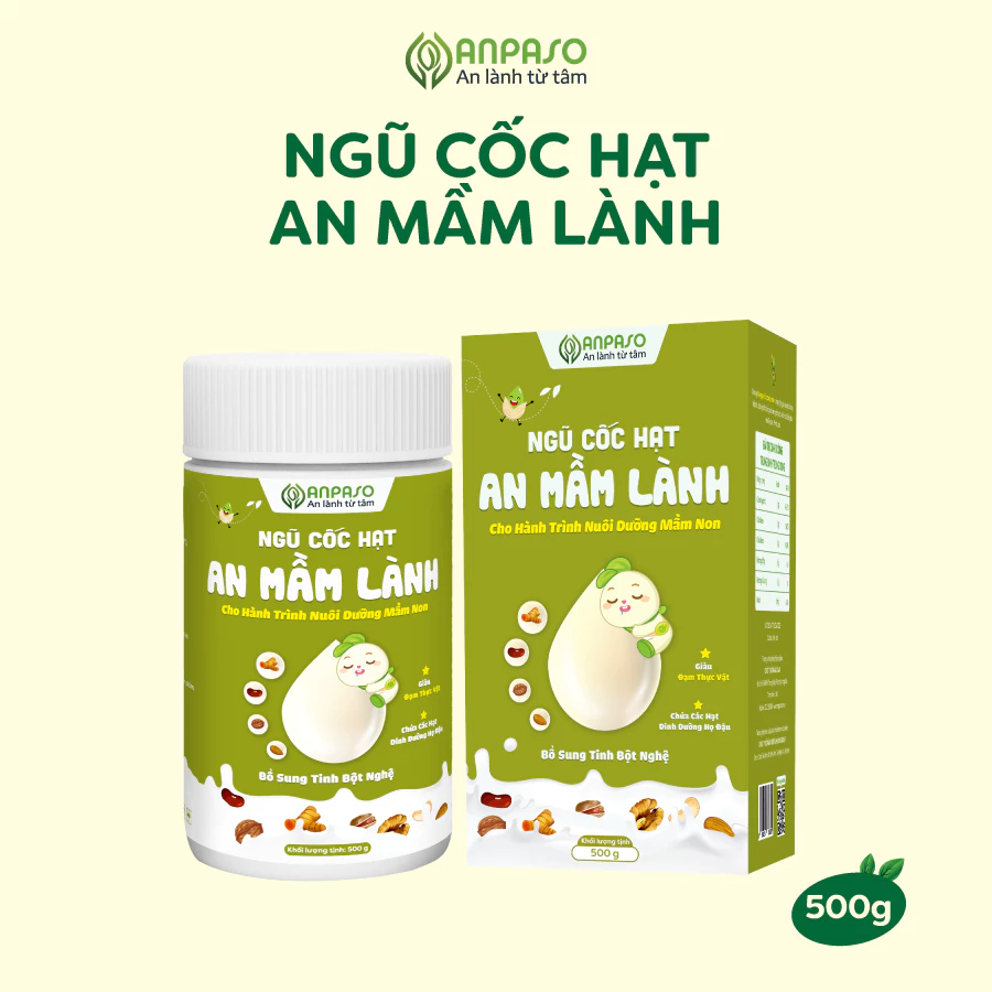 (DATE 30 NGÀY) Ngũ Cốc Dưỡng Mầm Xanh và An Mầm Lành Anpaso - Giàu đạm thực vật - Không bổ sung đường