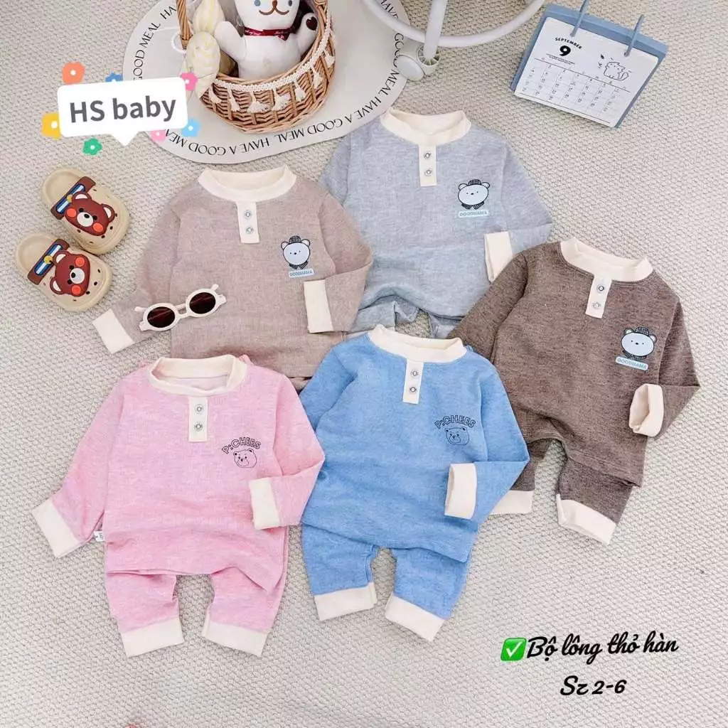 Bộ HSBABY tăm lông thỏ hàn cổ trụ cho bé ấm áp mặc mùa thu đông