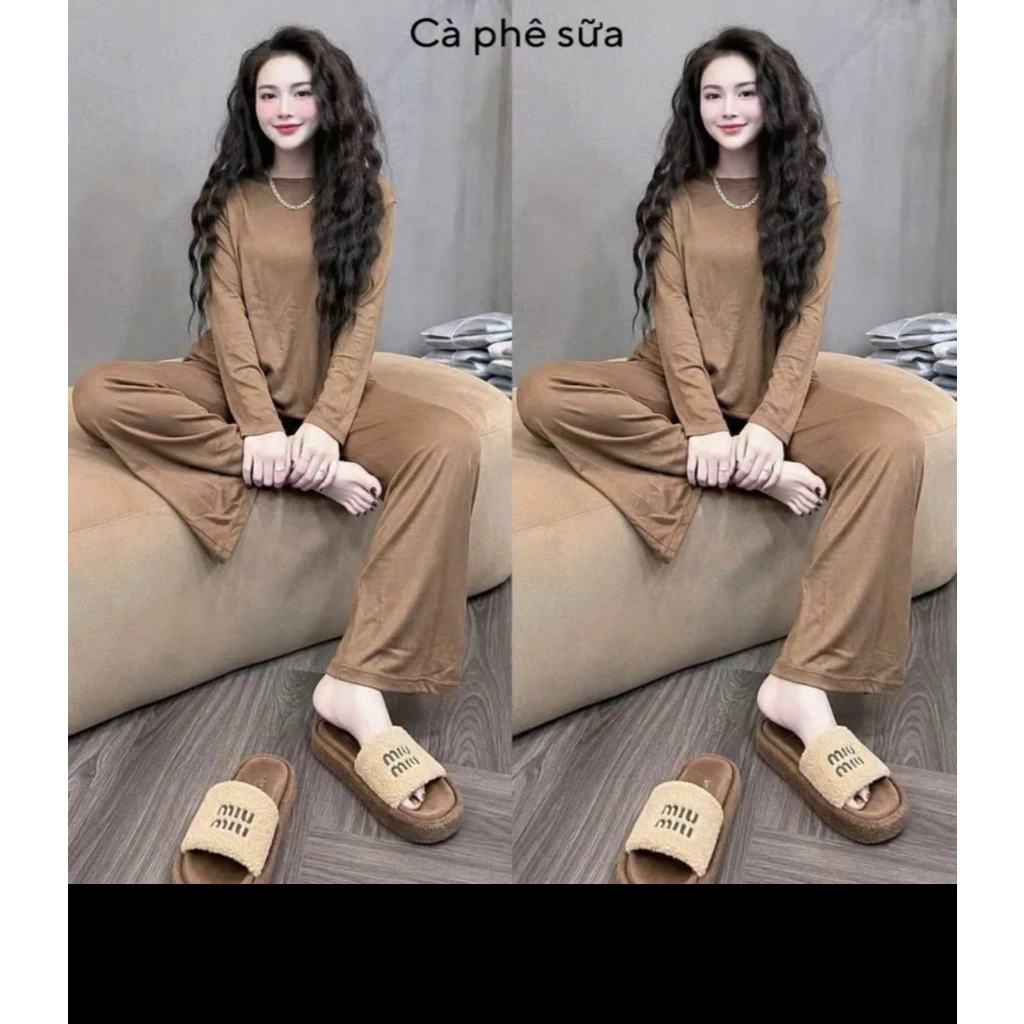 SET NỮ, SET BỘ NỮ, SET Ủ KEM, SET DÀI, SET BỘ NỮ BIGSIZE Ủ KEM DẺO THUN LẠNH TAY DÀI QUẦN ỐNG SUÔNG FORM RỘNG 45-85KG